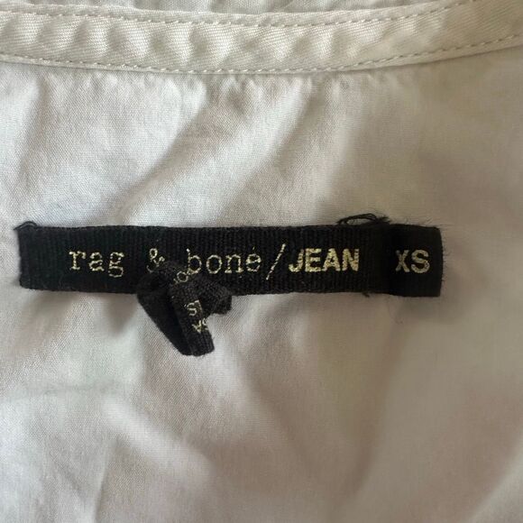 rag & bone 100% Cotton Collarless Popover Blouse in White Size XS - Picture 3 of 4